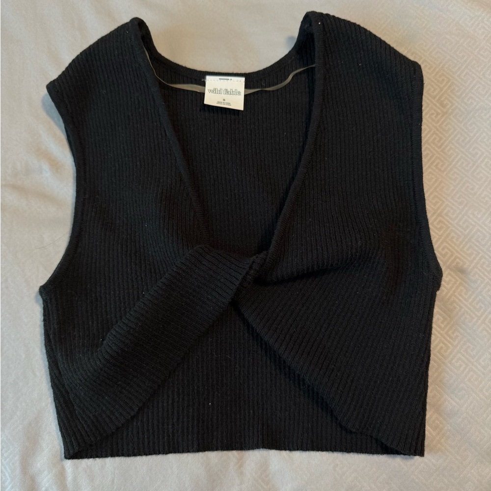 Wild Fable Black Ribbed Crop Top